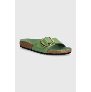 Kožené šľapky Birkenstock Madrid Big Buckle dámske, zelená farba, 1028738