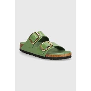 Kožené šľapky Birkenstock Arizona Big Buckle dámske, zelená farba, 1028613