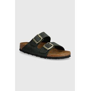 Nubukové šľapky Birkenstock Arizona zelená farba, 1028030