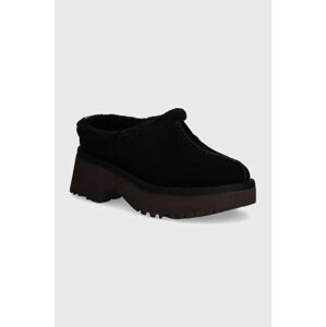 Semišové papuče UGG New Heights Cozy Clog čierna farba, 1162510-BLK