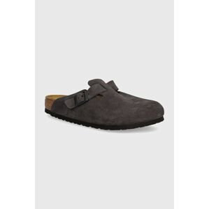 Semišové šľapky Birkenstock Boston šedá farba, 1028602