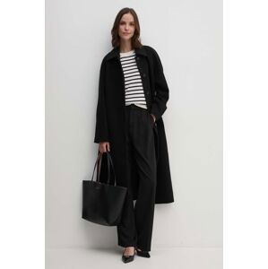 Vlnený kabát Calvin Klein Jeans čierna farba, prechodný, J20J223576