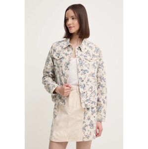 Rifľová bunda Pepe Jeans REGULAR JACKET PAISLEY dámska, béžová farba, prechodná, PL402409