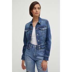 Rifľová bunda Pepe Jeans CROPPED JACKET dámska, tmavomodrá farba, prechodná, PL402431HV3