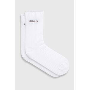 Ponožky HUGO 2-pak dámske, biela farba, 50502080