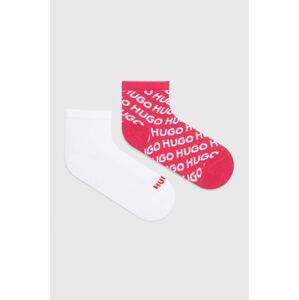 Ponožky HUGO 2-pak dámske, ružová farba, 50518980