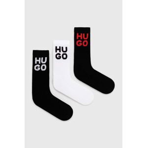 Ponožky HUGO 3-pak pánske, čierna farba, 50518606