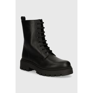 Detské kožené topánky Emporio Armani čierna farba, XYN011 XOX02