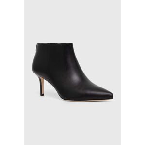 Kožené členkové topánky Lauren Ralph Lauren Lizie dámske, čierna farba, na vysokom podpätku, 802937786001