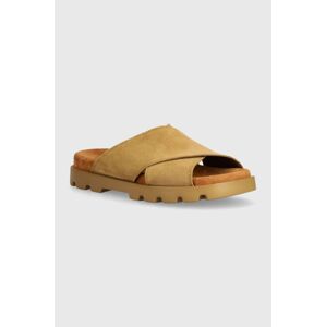 Semišové šľapky Camper Brutus Sandal dámske, hnedá farba, na platforme, K201321-017