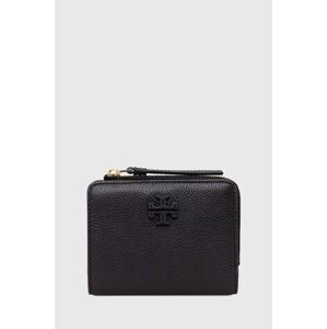 Kožená peňaženka Tory Burch McGraw Bi-Fold dámska, čierna farba, 158904.001