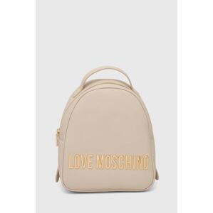 Ruksak Love Moschino dámsky, béžová farba, malý, s nášivkou, JC4197PP1LKD0000