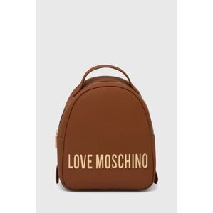 Ruksak Love Moschino dámsky, hnedá farba, malý, s nášivkou, JC4197PP1LKD0000