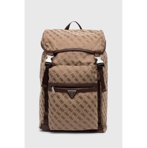 Ruksak Guess ROMA pánsky, béžová farba, veľký, vzorovaný, HMVZLJ P4190