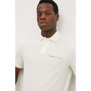 Bavlnené polo tričko Polo Ralph Lauren béžová farba, jednofarebné, 710950131001