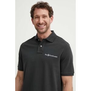 Bavlnené polo tričko Polo Ralph Lauren čierna farba, jednofarebné, 710950131001