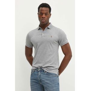 Bavlnené polo tričko Polo Ralph Lauren šedá farba, jednofarebné, 710713130