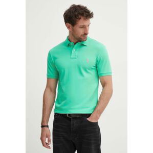 Bavlnené polo tričko Polo Ralph Lauren zelená farba, jednofarebné, 710795080