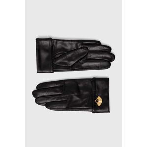 Kožené rukavice Karl Lagerfeld dámske, čierna farba, 245W3603