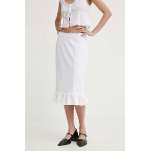 Bavlnená sukňa Résumé BernadetteRS Skirt biela farba, midi, rovný strih, 121681175