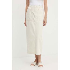 Rifľová sukňa Calvin Klein Jeans béžová farba, maxi, puzdrová, J20J223886