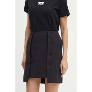Sukňa s prímesou vlny Karl Lagerfeld čierna farba, mini, rovný strih, 245W1206