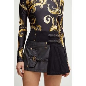 Sukňa Versace Jeans Couture čierna farba, mini, áčkový strih, 77HAE850 DW012SW0