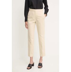Nohavice Calvin Klein dámske, béžová farba, rovné, vysoký pás, K20K206885