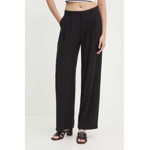 Nohavice Calvin Klein Jeans dámske, čierna farba, široké, vysoký pás, J20J223917