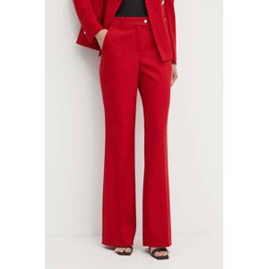 Vlnené nohavice BOSS červená farba, široké, vysoký pás, 50521150