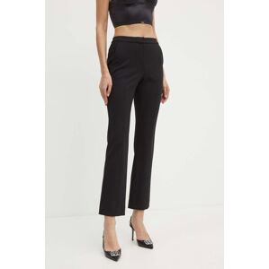 Nohavice Karl Lagerfeld dámske, čierna farba, rovné, vysoký pás, 245W1001