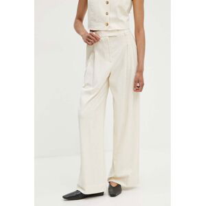 Nohavice By Malene Birger CYMBARIA dámske, béžová farba, rovné, vysoký pás, Q72527001
