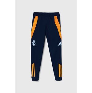 Detské tepláky adidas Performance REAL TR PNT tmavomodrá farba, vzorované, IT5120