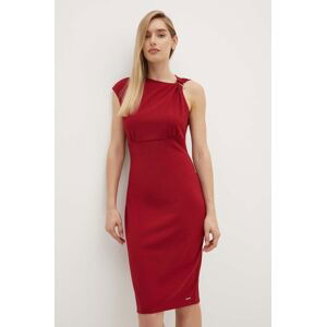Šaty Calvin Klein bordová farba, midi, rovný strih, K20K207179