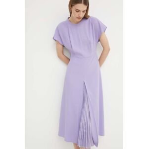 Šaty BOSS fialová farba, midi, áčkový strih, 50518861