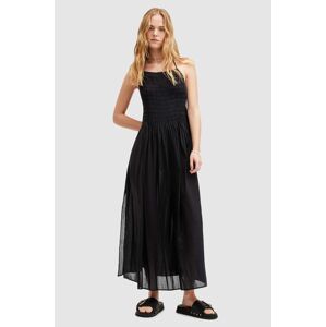 Bavlnené šaty AllSaints IRIS DRESS čierna farba, maxi, áčkový strih, W068DA