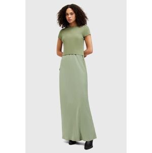 Šaty a sveter AllSaints HAYES DRESS zelená farba, maxi, rovný strih, W125DA