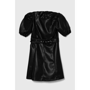 Dievčenské šaty Guess čierna farba, mini, áčkový strih, J4YK21 WE8D0
