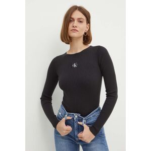 Tričko s dlhým rukávom Calvin Klein Jeans dámske, čierna farba, J20J223611