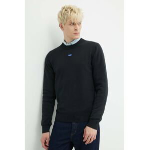 Bavlnený sveter Hugo Blue čierna farba, tenký, 50514698