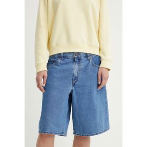 Rifľové krátke nohavice Levi's BAGGY DAD dámske, jednofarebné, vysoký pás, 000MJ