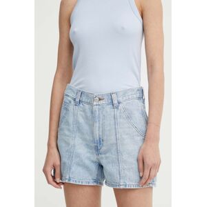 Rifľové krátke nohavice Levi's CARPENTER SHORT dámske, jednofarebné, vysoký pás, A8719