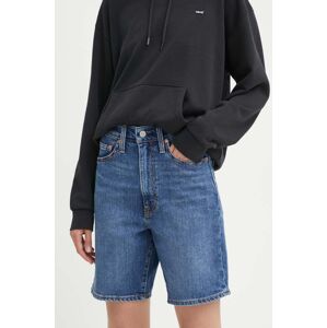 Rifľové krátke nohavice Levi's BERMUDA SHORT dámske, jednofarebné, vysoký pás, A8720