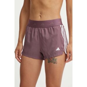 Tréningové šortky adidas Performance Hyperglam fialová farba, s potlačou, vysoký pás, IX3220