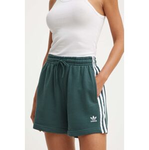 Šortky adidas Originals dámske, zelená farba, s nášivkou, vysoký pás, IY2156