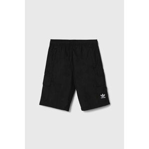 Detské krátke nohavice adidas Originals CARGO SHORTS čierna farba, jednofarebné, nastaviteľný pás IW3501