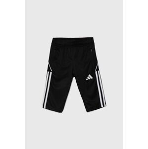 Detské krátke nohavice adidas Performance TIRO23L 3/4PNTY čierna farba, s nášivkou, nastaviteľný pás HS3552