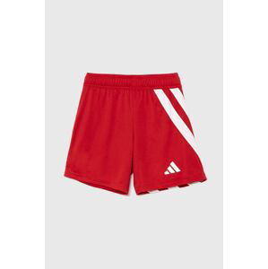 Detské krátke nohavice adidas Performance FORTORE23 SHO Y červená farba, vzorované, nastaviteľný pás IK5750