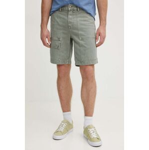 Rifľové krátke nohavice Pepe Jeans RELAXED SHORT UTILITY COLOUR pánske, zelená farba, PM801121