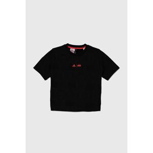 Detské tričko adidas J SW ZNE T čierna farba, vzorovaný, IV9637